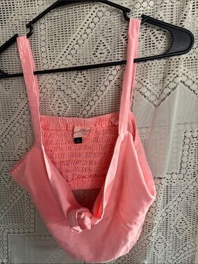 Universal Thread Pink Cropped Tie-Front Cami